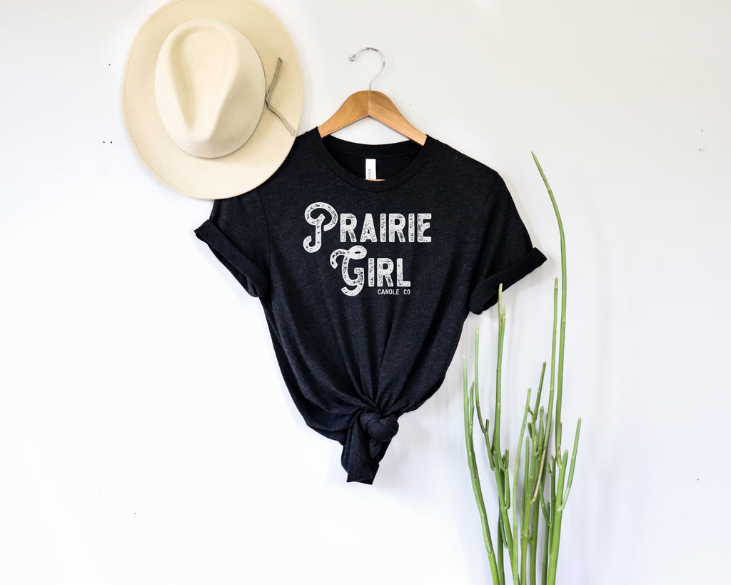 Tee: Prairie Girl Black Crew Neck