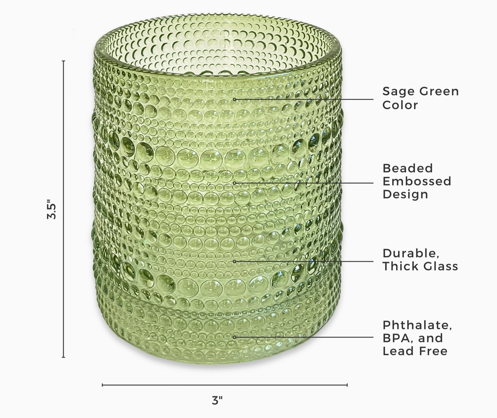 Green Hobnail Glass Candle